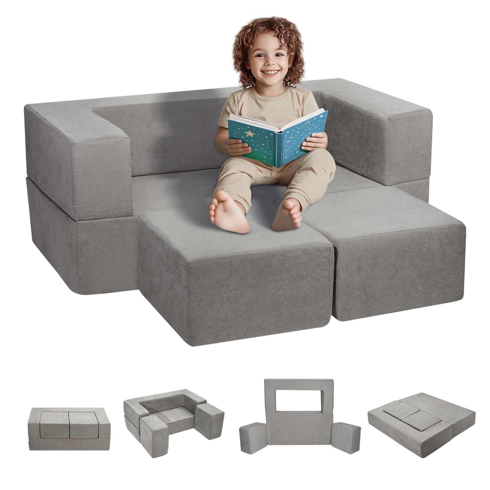 Kids Modular Play Couch Sectional Sofa For Toddlers And Children_voghion.com